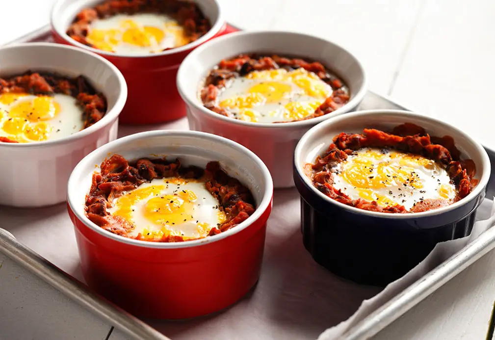a group of bowls of food