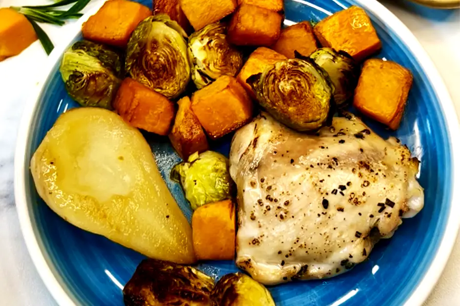 One pan roasted chicken and pear
