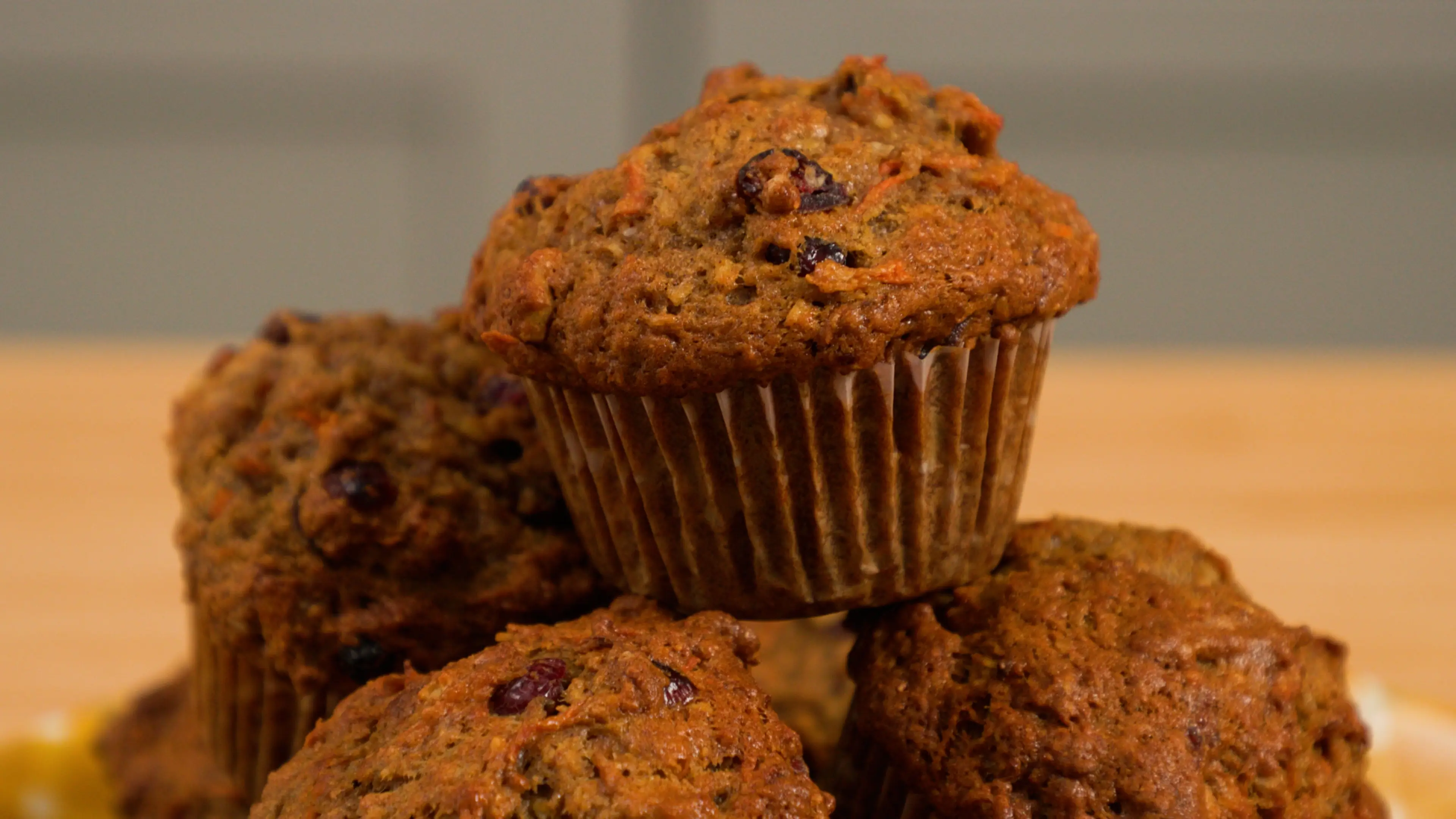 Pear, carrot and cranberry muffins