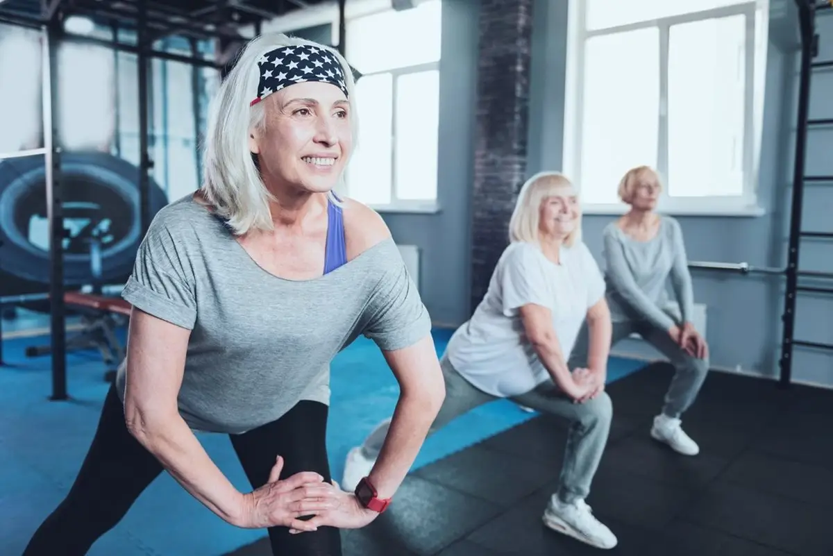 a group of women doing exercise